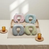Cute cartoon bear-shaped U-shaped pillow, pink, light blue, gray and light yellow four-color striped memory foam travel pillow Application Scenario